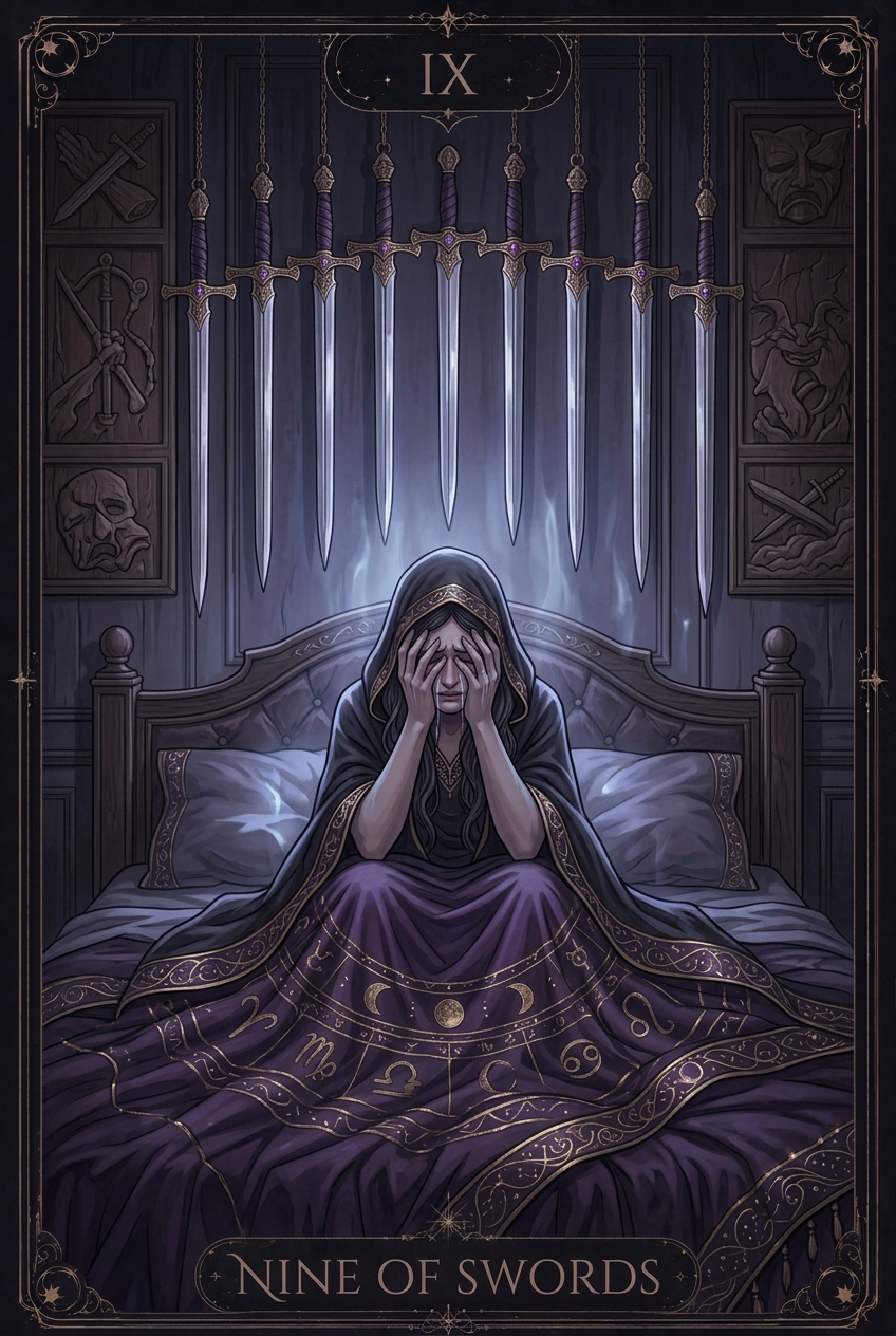 ไพ่ NINE OF SWORDS ไพ่ชุด Swords