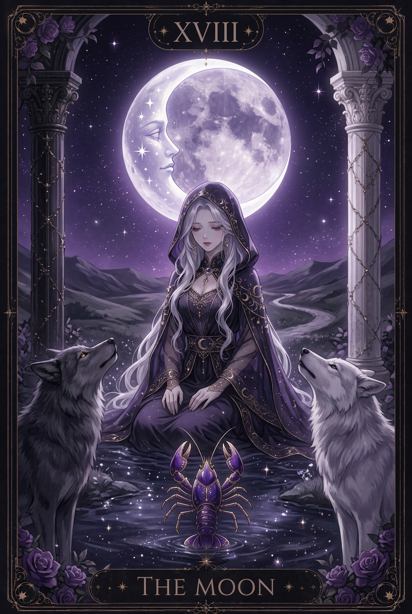ไพ่ THE MOON ไพ่ทาโรต์ใบที่ XVIII