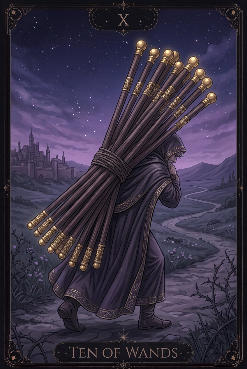 ไพ่ TEN OF WANDS ไพ่ชุด Wands