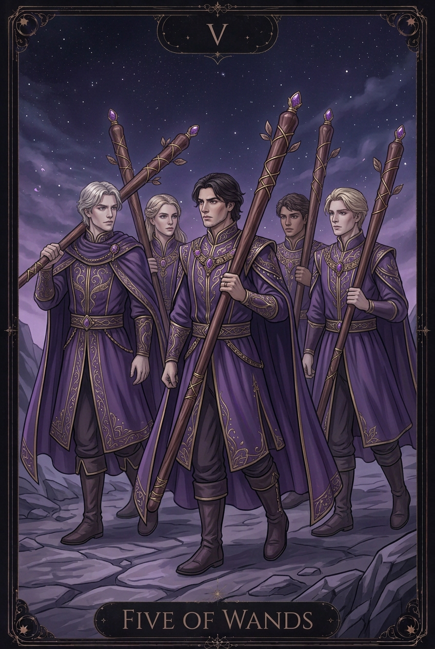 ไพ่ FIVE OF WANDS ไพ่ชุด Wands